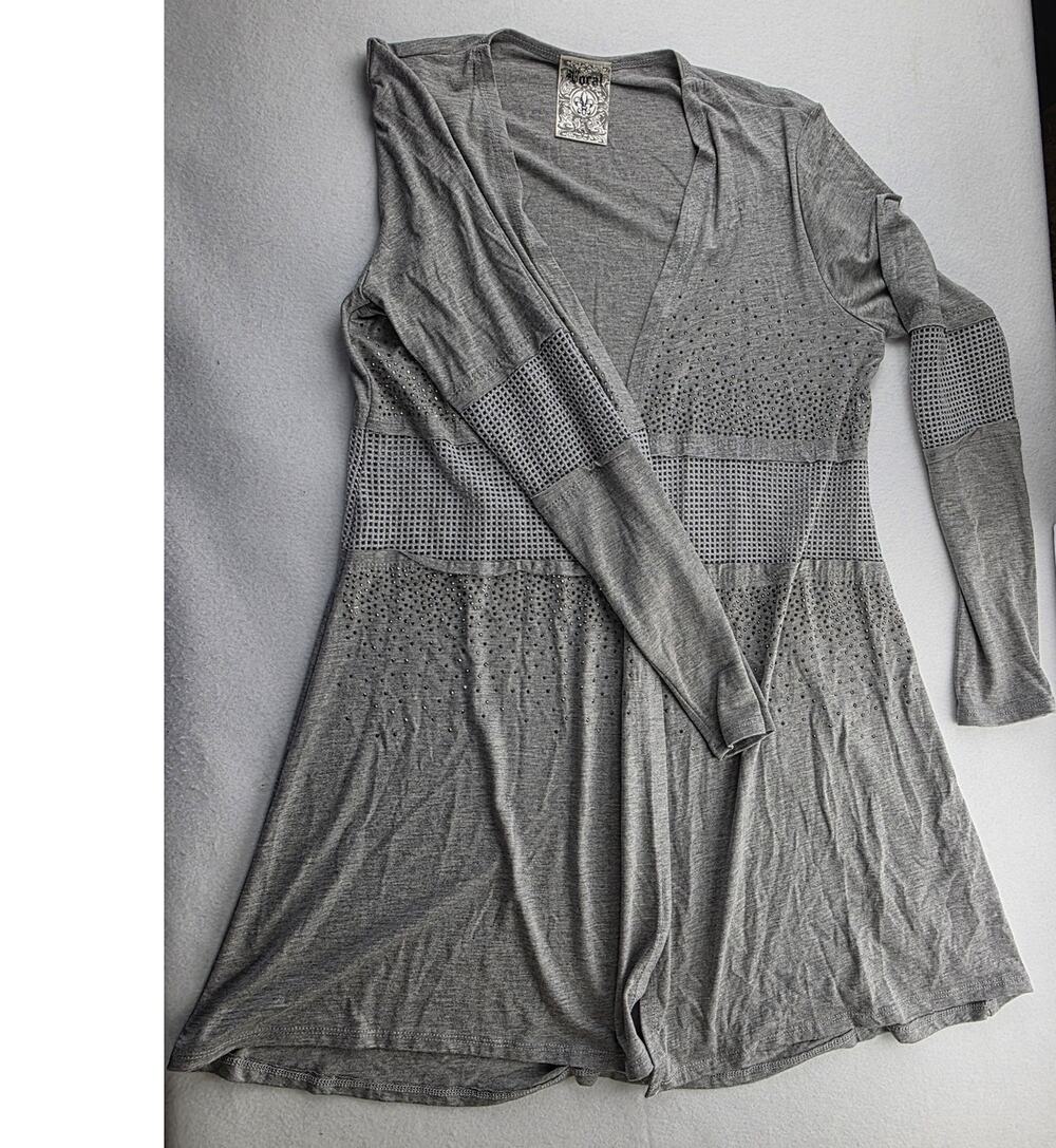 Vocal Gray Long Sleeve Cardigan Sweater Size Small